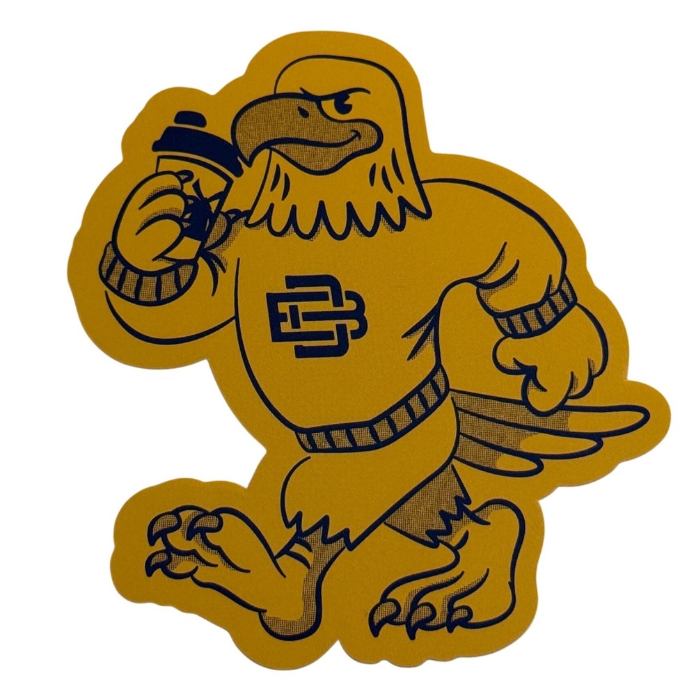 Dutch Bros Coffee Eagle Mascot Sticker Limited Edition Yellow Blue Decal 8/26